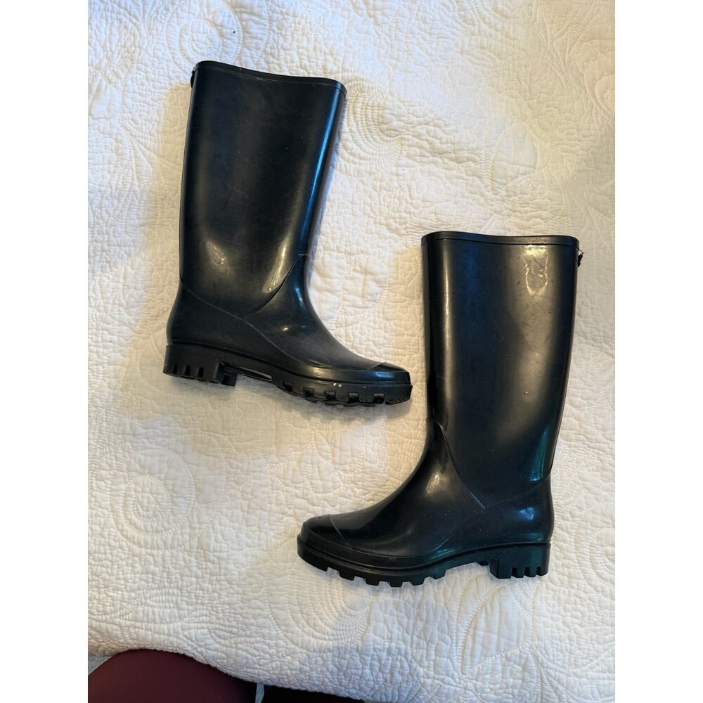Black Capelli Shiny Knee High Rain Boots